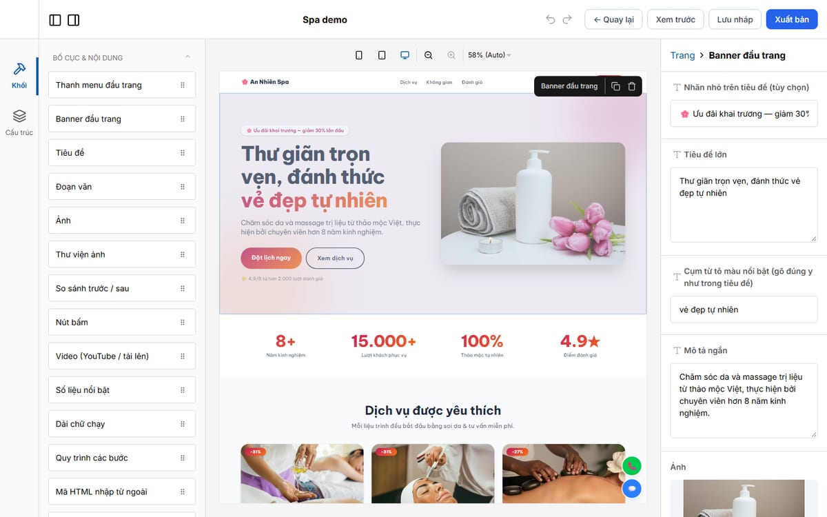 Website giới thiệu dịch vụ — Landing Hub